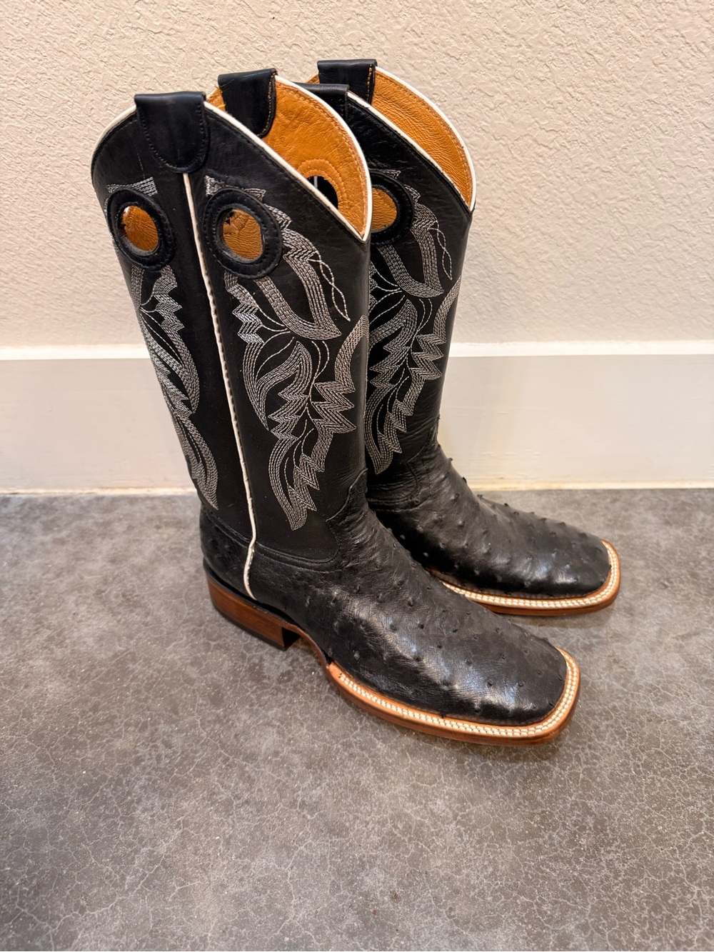 Women’s Black Western Cowboy Boots Full Quill Ostrich - Handmade